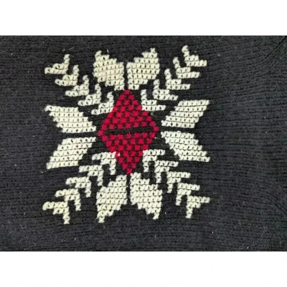 Vintage black wool sweater w/cross stitch snowflake front detail Sonoma Jean XL - Picture 7 of 7